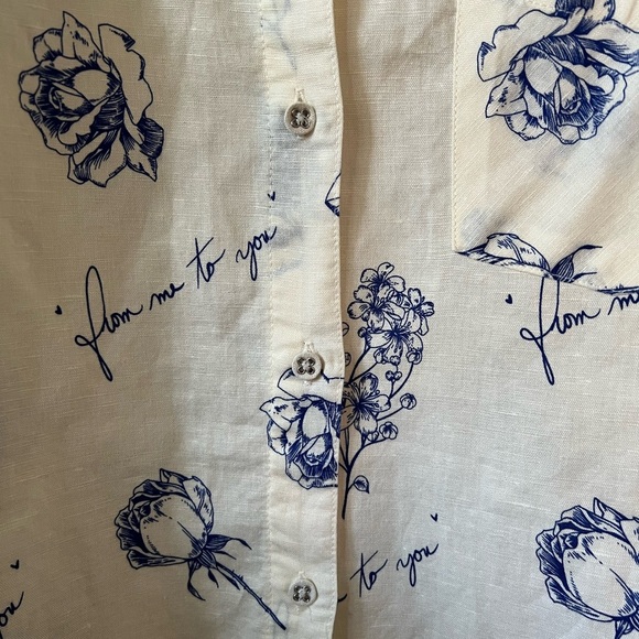 NWT WeWoreWhat Linen Dad Shirt Swim Cover Up Sarong Sz M Blue White Oversized - Picture 6 of 8